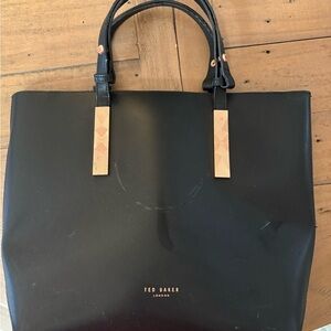 Ted Baker Black Tote with Gold Accents